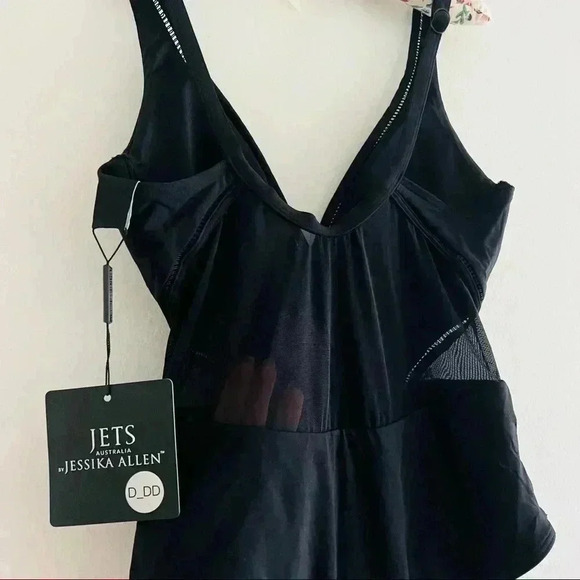 New $177.00 JETS Jessica Allen One Piece Swimsuit Black Mesh - Picture 5 of 10